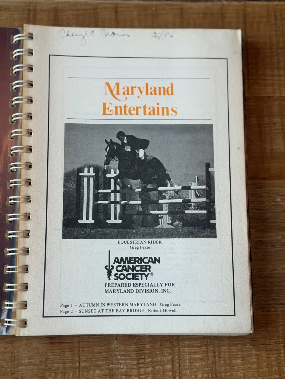 Vintage 1985 Maryland Entertains Cookbook. Published For American Cancer Society